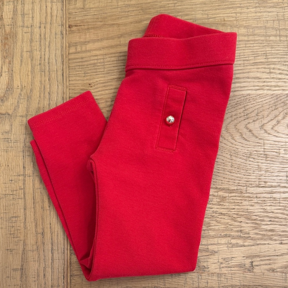 3T Janie and Jack Red Pull-On Leggings with Button Detail